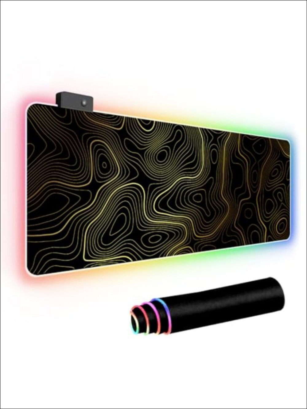 XXL RGB Gaming Mouse Pad LED Desk Mat Topographic Line